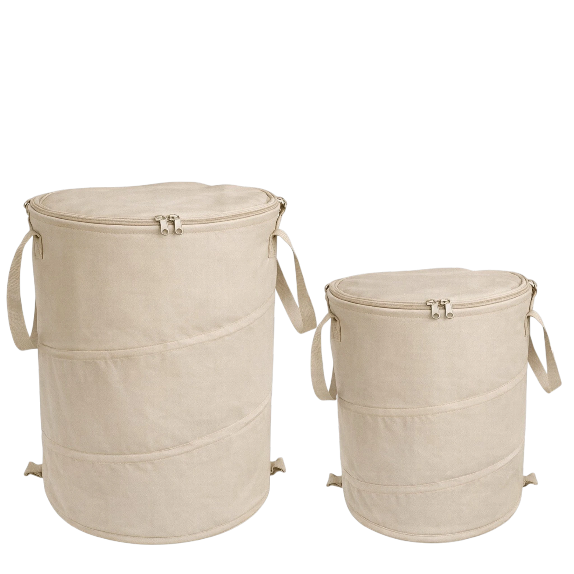 2_x_opvoubare kampeerprullenbakken_60 en 90ltr in de kleur beige - kampeerprullenbak.nl
