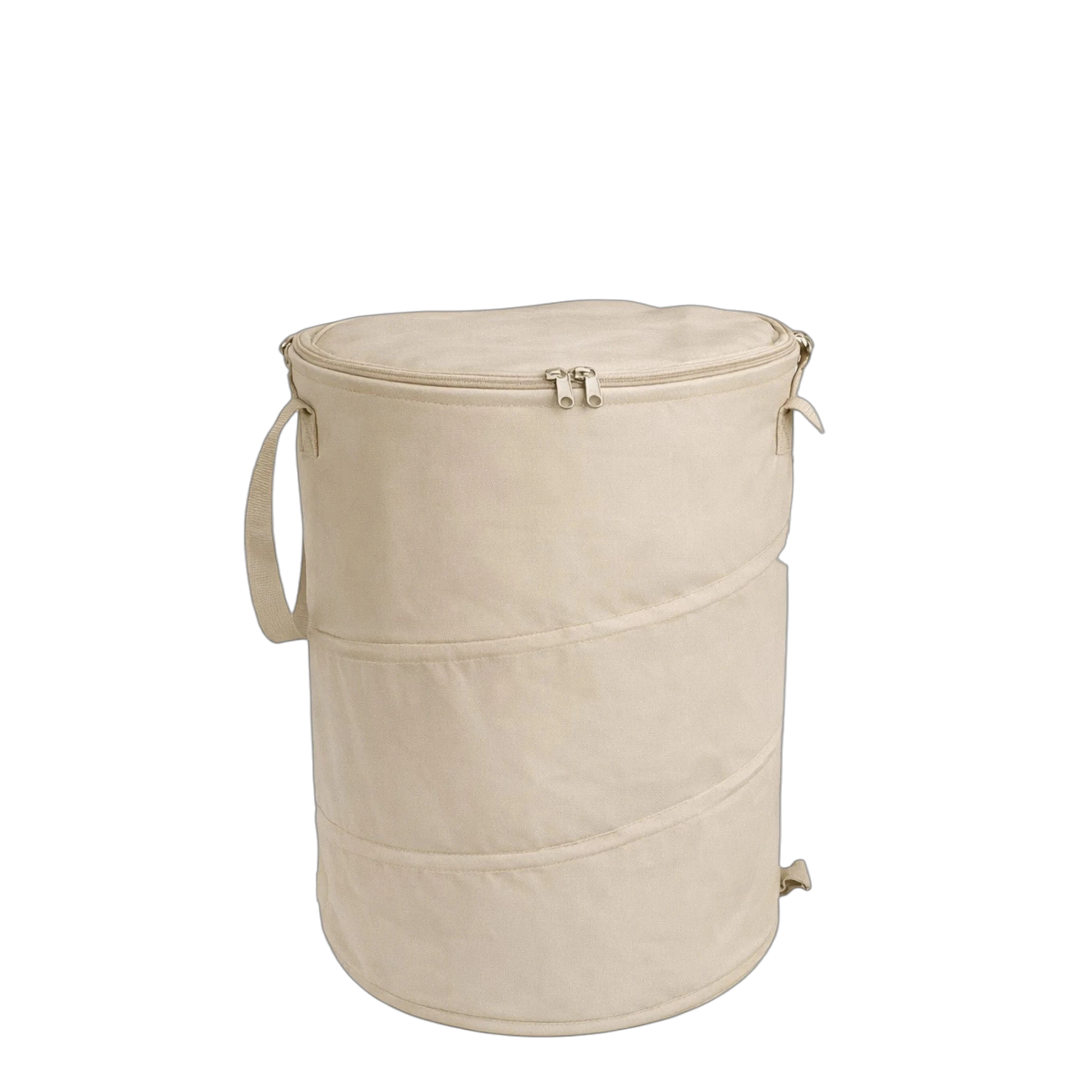 productfoto van een opvouwbare kampeerprullenmand medium 60ltr beige