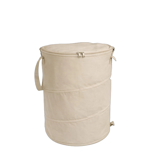 productfoto van een opvouwbare kampeerprullenmand medium 60ltr beige