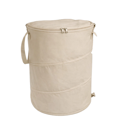 produktfoto van opvouwbare prullenmand met deksel en rits Large 90cm in Beige