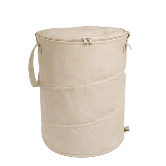 produktfoto van opvouwbare prullenmand met deksel en rits Large 90cm in Beige