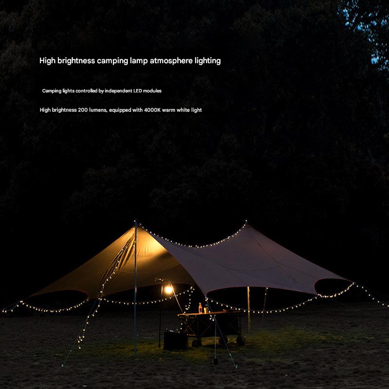 sfeerfoto van een tent met lichtsnoer RGB van 10meter
