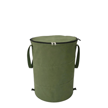 produktfoto van opvouwbare prullenbak 60ltr met rits voor  deksel groen
