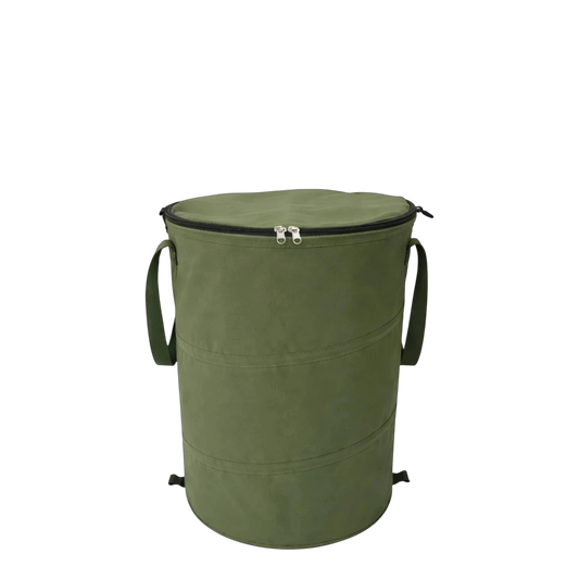 produktfoto van opvouwbare prullenbak 60ltr met rits voor  deksel groen
