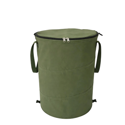 produktfoto van opvouwbare prullenbak 90ltr met rits voor  deksel groen