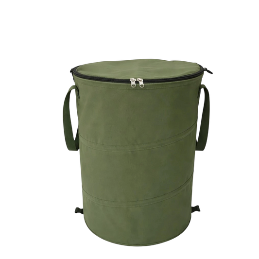 produktfoto van opvouwbare prullenbak 90ltr met rits voor  deksel groen